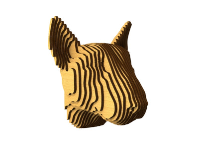 3D houten hondenkop (bull terrier), met de laser gesneden en gelaagd design, ideaal als moderne wanddecoratie of aandenken aan je huisdier