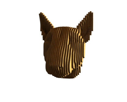 3D houten hondenkop (bull terrier), met de laser gesneden en gelaagd design, ideaal als moderne wanddecoratie of aandenken aan je huisdier