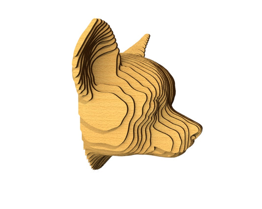 3D houten hondenkop (chihuahua), met de laser gesneden en gelaagd design, ideaal als moderne wanddecoratie of aandenken aan je huisdier