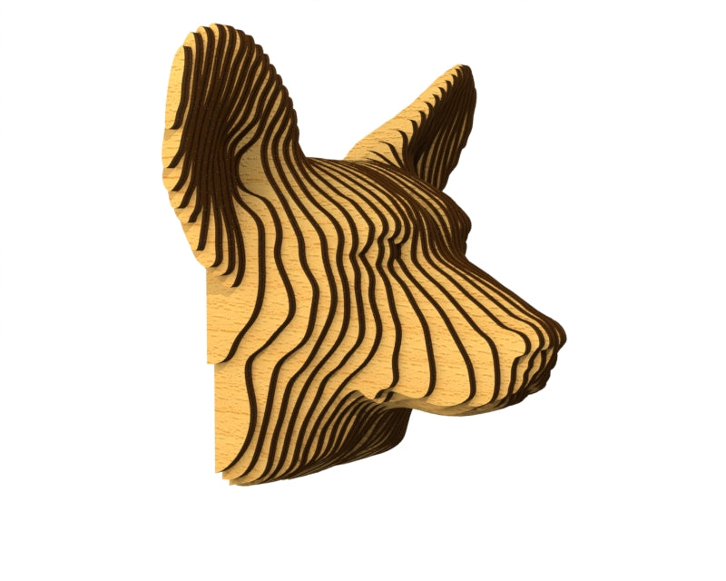 3D houten hondenkop (corgi), met de laser gesneden en gelaagd design, ideaal als moderne wanddecoratie of aandenken aan je huisdier