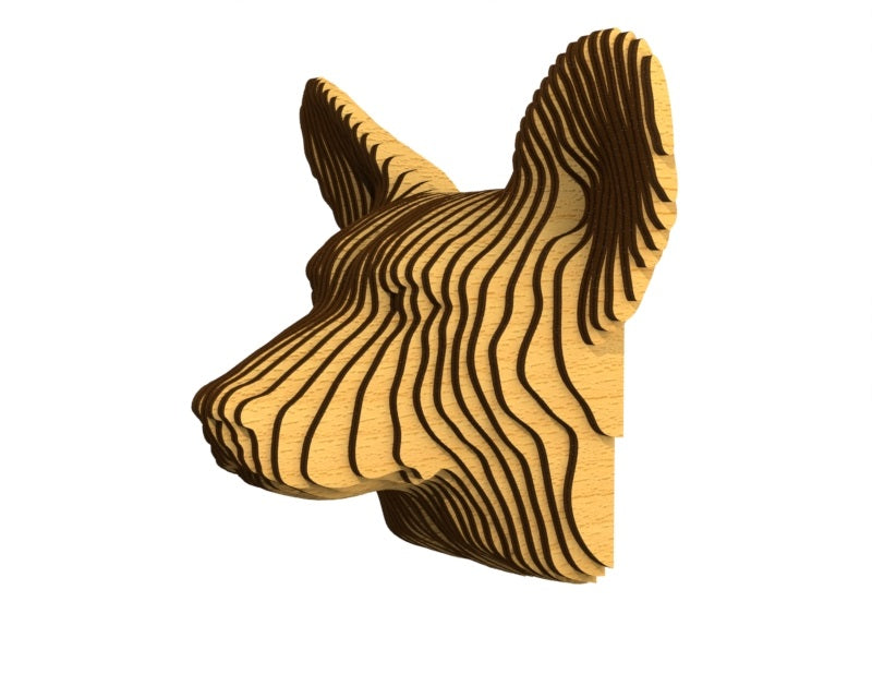 3D houten hondenkop (corgi), met de laser gesneden en gelaagd design, ideaal als moderne wanddecoratie of aandenken aan je huisdier