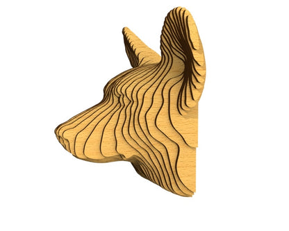 3D houten hondenkop (corgi), met de laser gesneden en gelaagd design, ideaal als moderne wanddecoratie of aandenken aan je huisdier