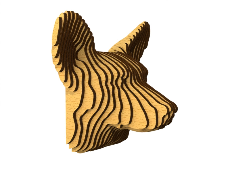 3D houten hondenkop (corgi), met de laser gesneden en gelaagd design, ideaal als moderne wanddecoratie of aandenken aan je huisdier