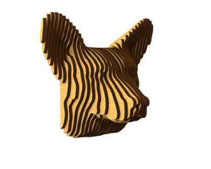 3D houten hondenkop (corgi), met de laser gesneden en gelaagd design, ideaal als moderne wanddecoratie of aandenken aan je huisdier