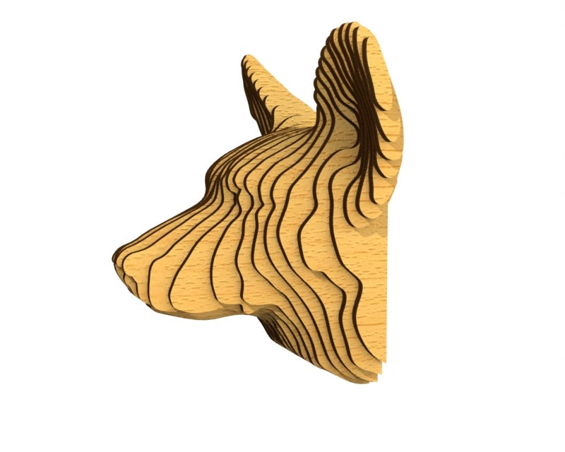 3D houten hondenkop (corgi), met de laser gesneden en gelaagd design, ideaal als moderne wanddecoratie of aandenken aan je huisdier