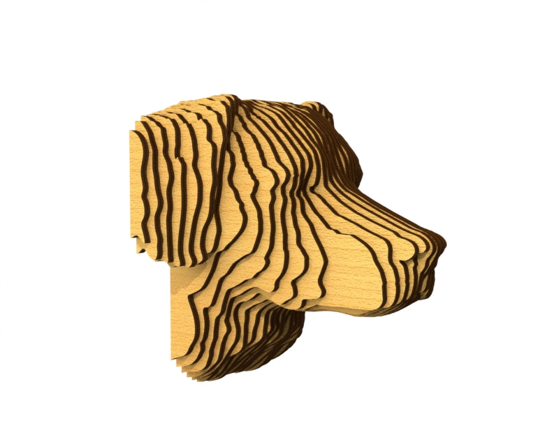 3D houten hondenkop (nova scotia duck tolling retriever), met de laser gesneden en gelaagd design, ideaal als moderne wanddecoratie of aandenken aan je huisdier