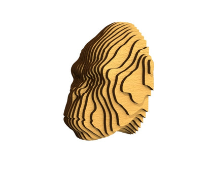 3D houten dierenkop (gorilla), met de laser gesneden en gelaagd design, ideaal als moderne wanddecoratie