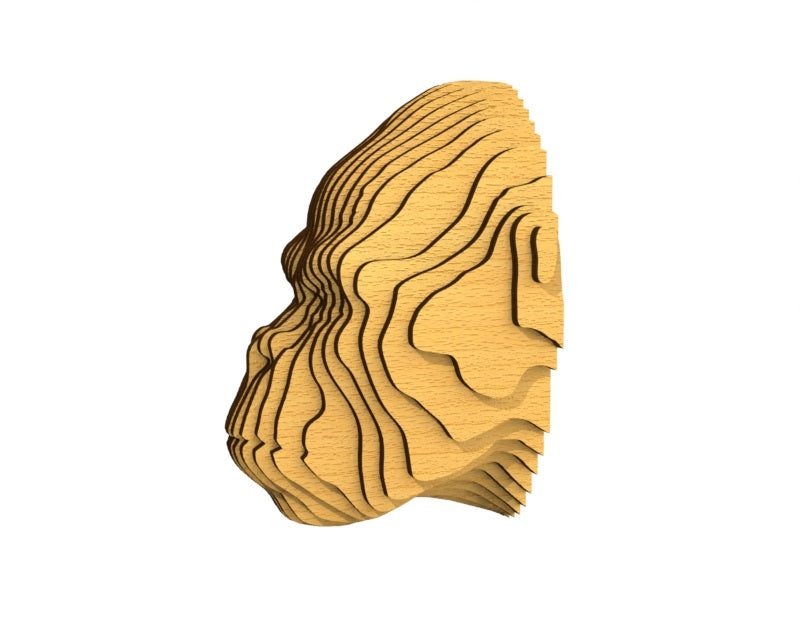 3D houten dierenkop (gorilla), met de laser gesneden en gelaagd design, ideaal als moderne wanddecoratie