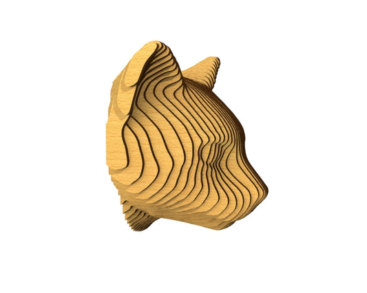 3D houten dierenkop (kat), met de laser gesneden en gelaagd design, ideaal als moderne wanddecoratie of aandenken aan je huisdier