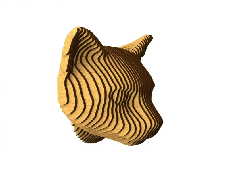 3D houten dierenkop (kat), met de laser gesneden en gelaagd design, ideaal als moderne wanddecoratie of aandenken aan je huisdier