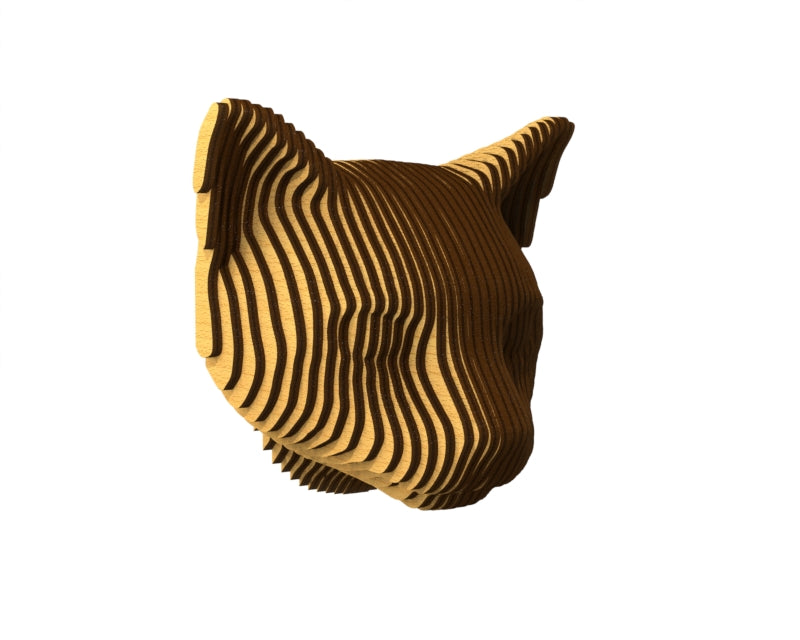 3D houten dierenkop (kat), met de laser gesneden en gelaagd design, ideaal als moderne wanddecoratie of aandenken aan je huisdier