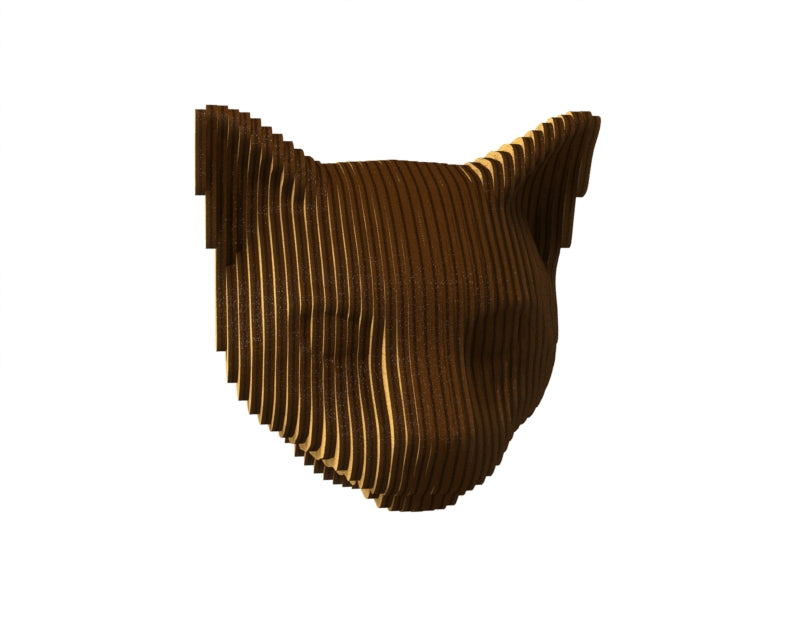 3D houten dierenkop (kat), met de laser gesneden en gelaagd design, ideaal als moderne wanddecoratie of aandenken aan je huisdier