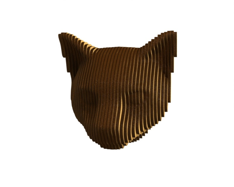 3D houten dierenkop (kat), met de laser gesneden en gelaagd design, ideaal als moderne wanddecoratie of aandenken aan je huisdier