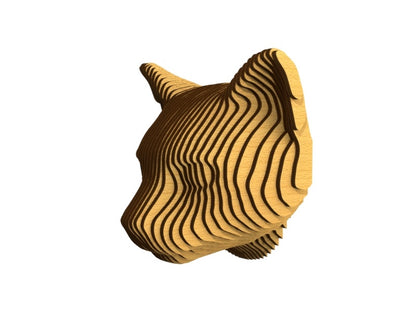 3D houten dierenkop (kat), met de laser gesneden en gelaagd design, ideaal als moderne wanddecoratie of aandenken aan je huisdier