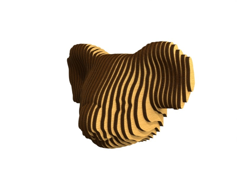 3D houten dierenkop (koala), met de laser gesneden en gelaagd design, ideaal als moderne wanddecoratie