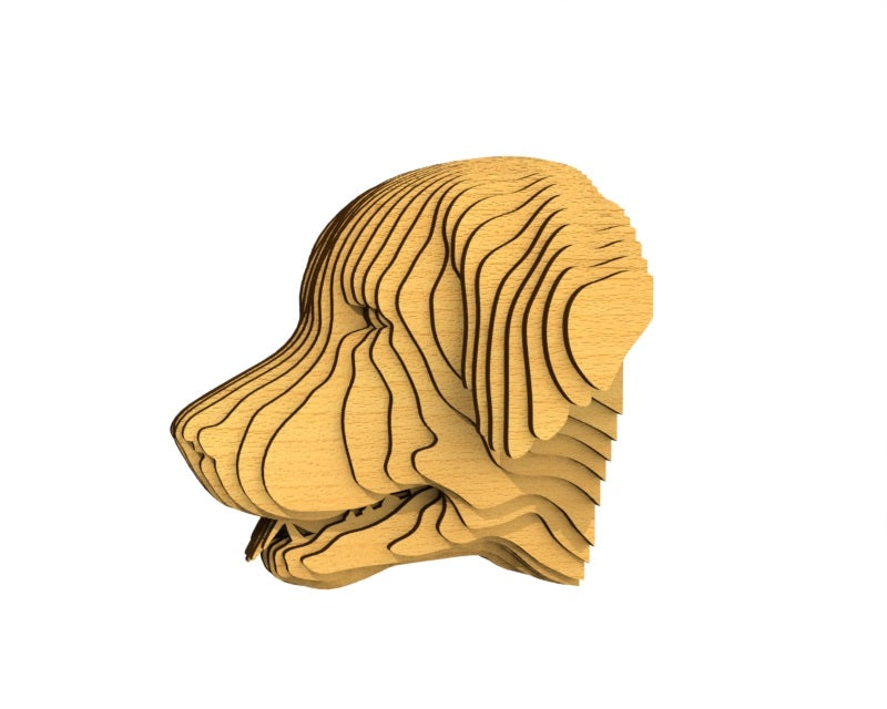 3D houten hondenkop (labrador), met de laser gesneden en gelaagd design, ideaal als moderne wanddecoratie of aandenken aan je huisdier