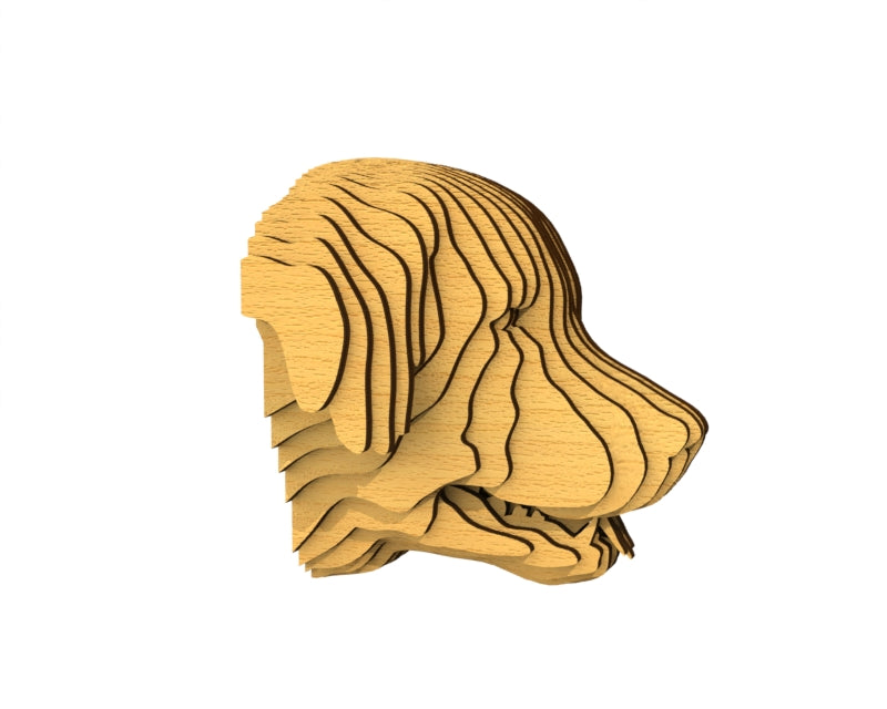 3D houten hondenkop (labrador), met de laser gesneden en gelaagd design, ideaal als moderne wanddecoratie of aandenken aan je huisdier