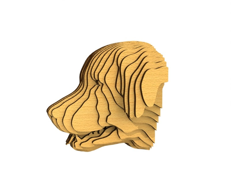 3D houten hondenkop (labrador), met de laser gesneden en gelaagd design, ideaal als moderne wanddecoratie of aandenken aan je huisdier