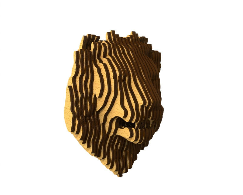 3D houten dierenkop (leeuw), met de laser gesneden en gelaagd design, ideaal als moderne wanddecoratie