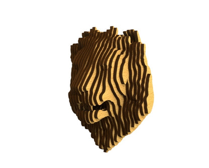 3D houten dierenkop (leeuw), met de laser gesneden en gelaagd design, ideaal als moderne wanddecoratie