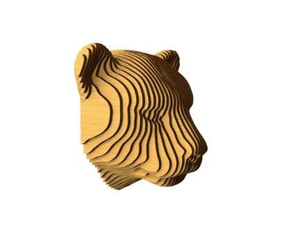 3D houten dierenkop (luipaard), met de laser gesneden en gelaagd design, ideaal als moderne wanddecoratie