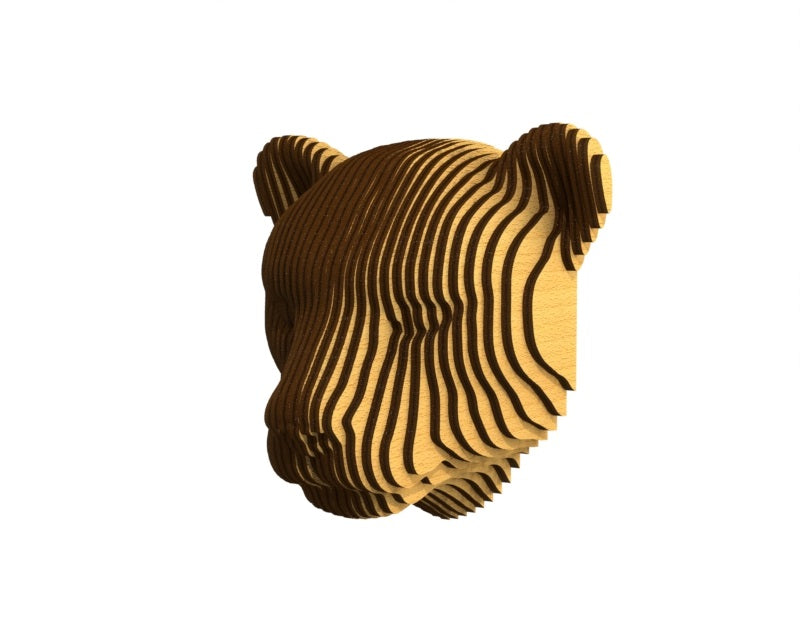 3D houten dierenkop (luipaard), met de laser gesneden en gelaagd design, ideaal als moderne wanddecoratie