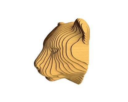 3D houten dierenkop (luipaard), met de laser gesneden en gelaagd design, ideaal als moderne wanddecoratie