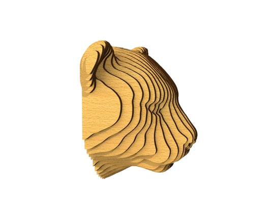 3D houten dierenkop (luipaard), met de laser gesneden en gelaagd design, ideaal als moderne wanddecoratie