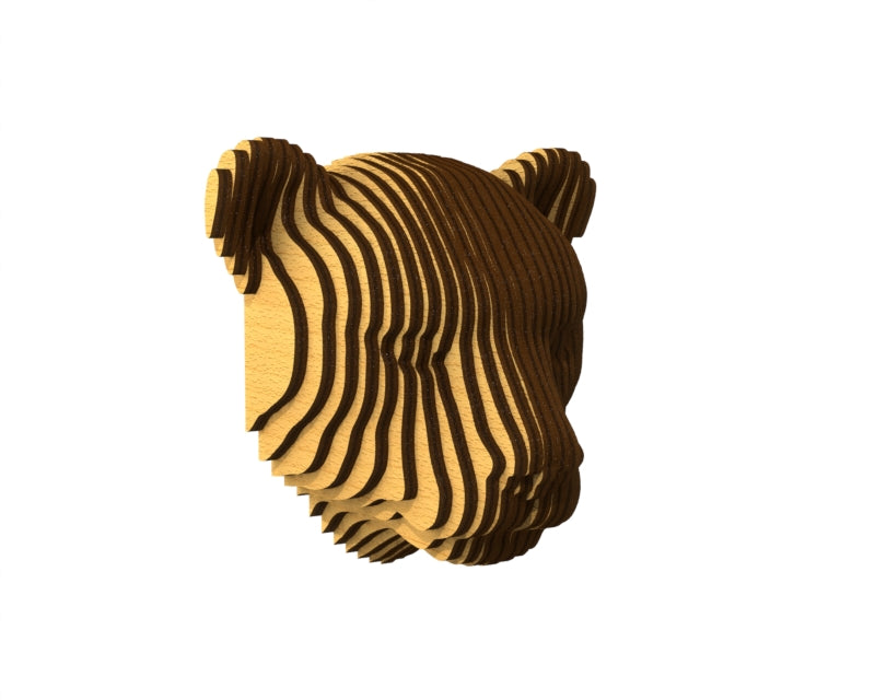 3D houten dierenkop (luipaard), met de laser gesneden en gelaagd design, ideaal als moderne wanddecoratie