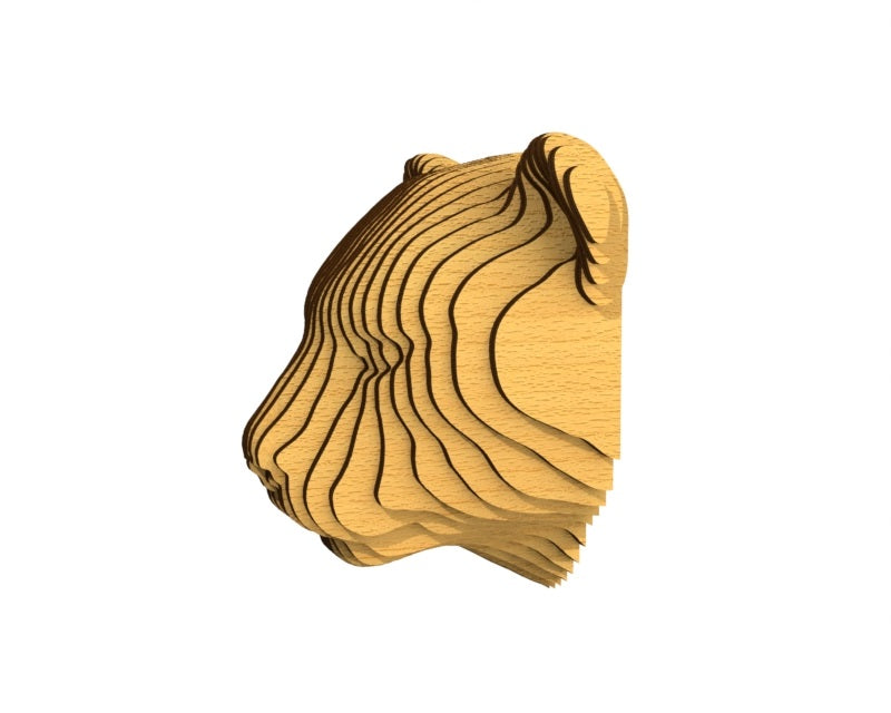 3D houten dierenkop (luipaard), met de laser gesneden en gelaagd design, ideaal als moderne wanddecoratie