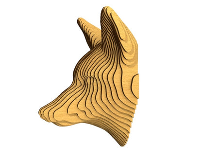 3D houten dierenkop (vos), met de laser gesneden en gelaagd design, ideaal als moderne wanddecoratie