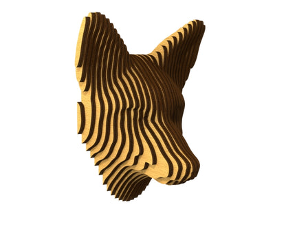 3D houten dierenkop (vos), met de laser gesneden en gelaagd design, ideaal als moderne wanddecoratie