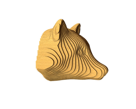 3D houten dierenkop (wasbeer), met de laser gesneden en gelaagd design, ideaal als moderne wanddecoratie