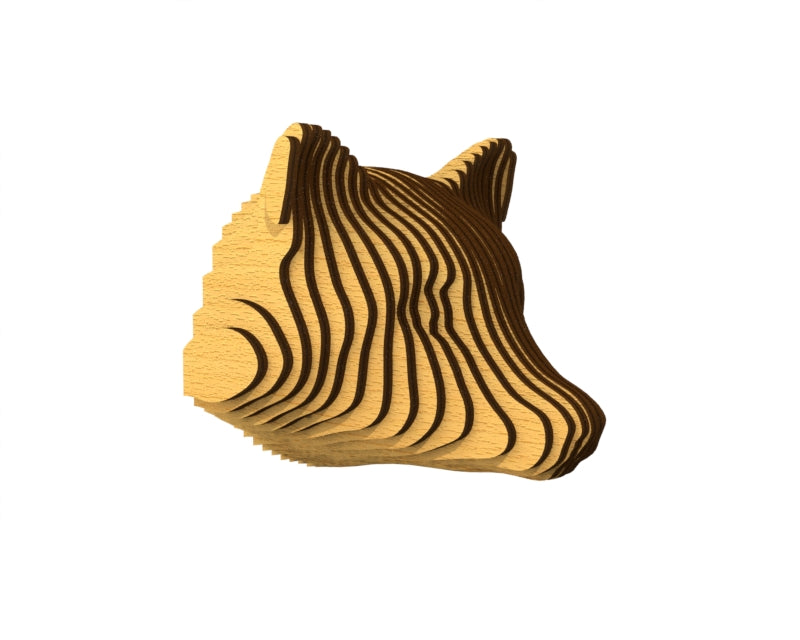 3D houten dierenkop (wasbeer), met de laser gesneden en gelaagd design, ideaal als moderne wanddecoratie