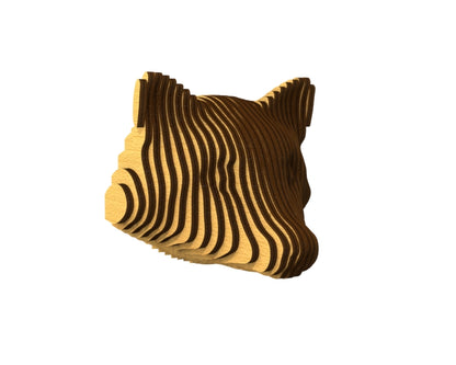 3D houten dierenkop (wasbeer), met de laser gesneden en gelaagd design, ideaal als moderne wanddecoratie