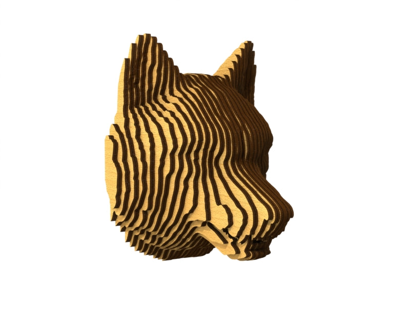 3D houten dierenkop (wolf), met de laser gesneden en gelaagd design, ideaal als moderne wanddecoratie