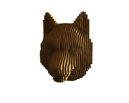 3D houten dierenkop (wolf), met de laser gesneden en gelaagd design, ideaal als moderne wanddecoratie